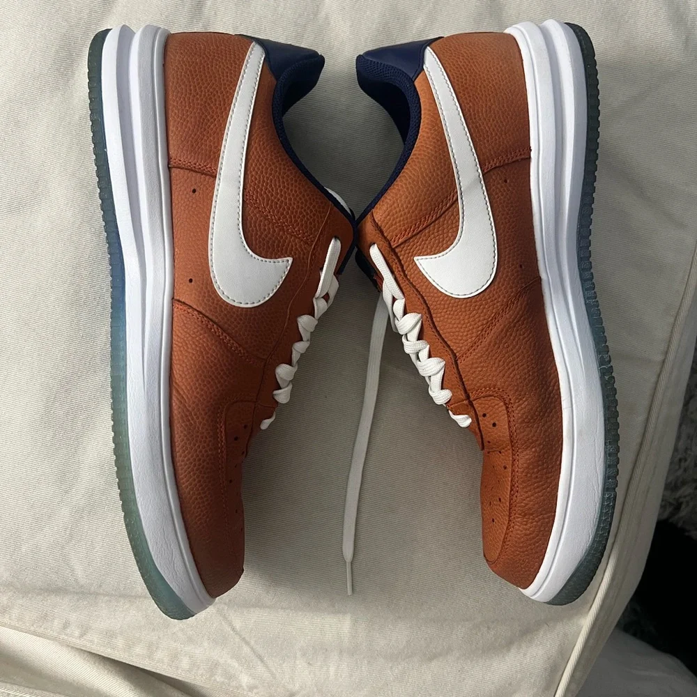 Men’s Nike Air Force 1 Lunar size 11.5 Orange & Royal Blue 2014 Low Tops - Picture 6 of 9